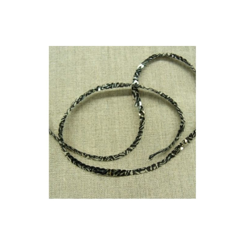 lot de Ruban pailleté sequin  montée sur fil bicolore argent et noir 5 mm