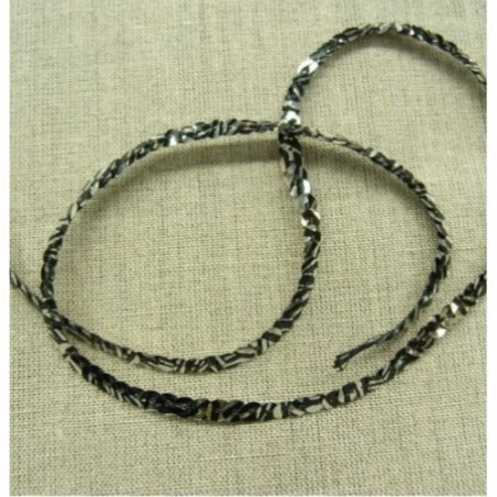 lot de Ruban pailleté sequin  montée sur fil bicolore argent et noir 5 mm