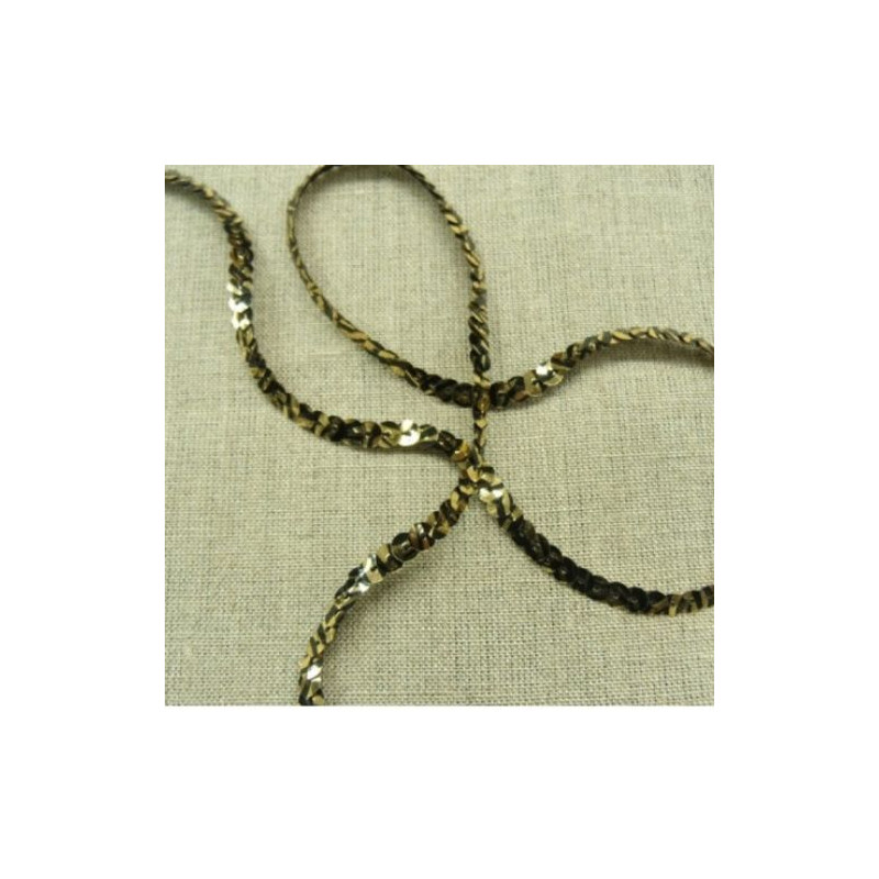 lot de Ruban pailleté sequin  montée sur fil bicolore or et noir 5 mm