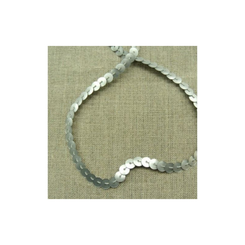 lot de Ruban pailleté sequin  montée sur fil  argent mat 5 mm