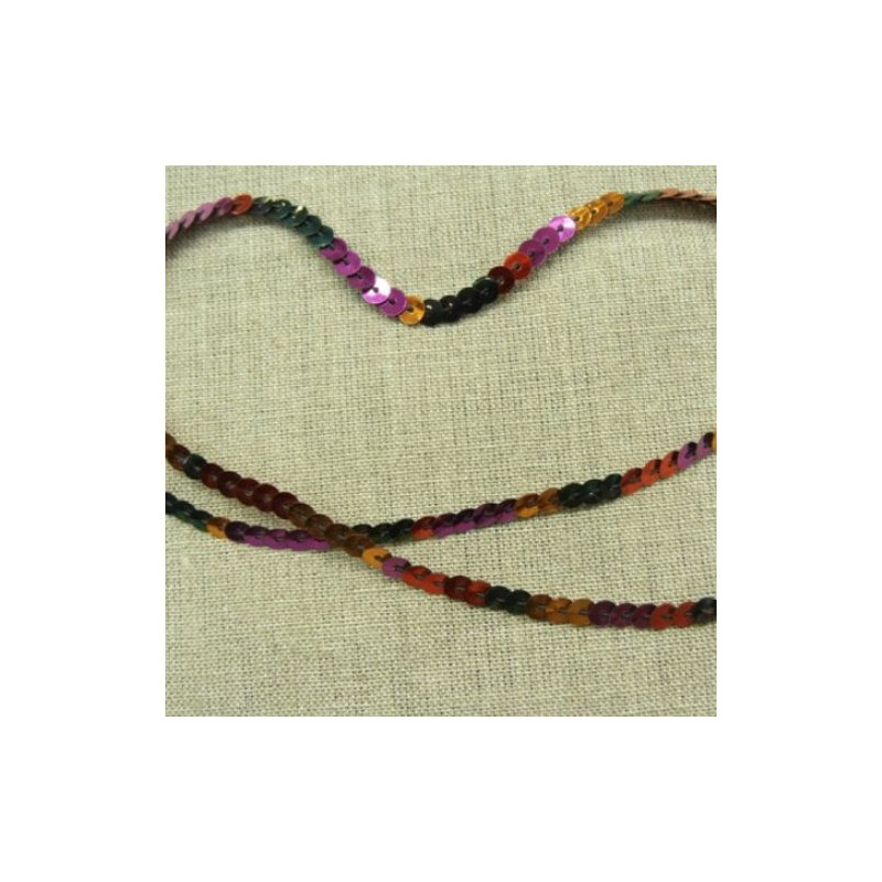 lot de Ruban pailleté sequin  montée sur fil multicolore 5 mm