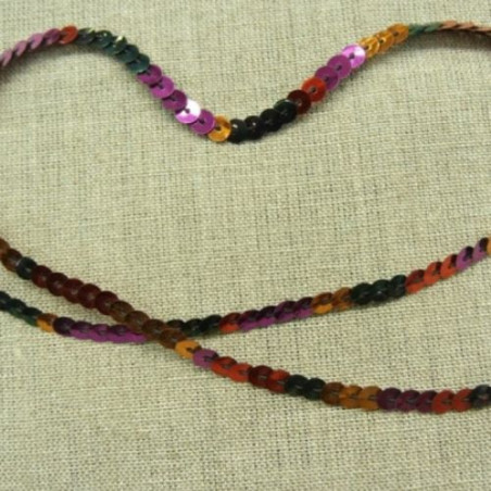 lot de Ruban pailleté sequin  montée sur fil multicolore 5 mm