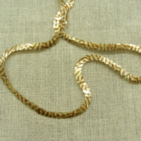 lot de Ruban pailleté sequin montée sur fil bicolore or et beige 5 mm