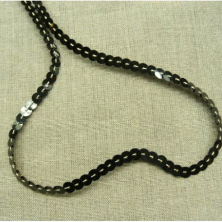 lot de Ruban pailleté sequin montée sur fil noir et or 4 mm