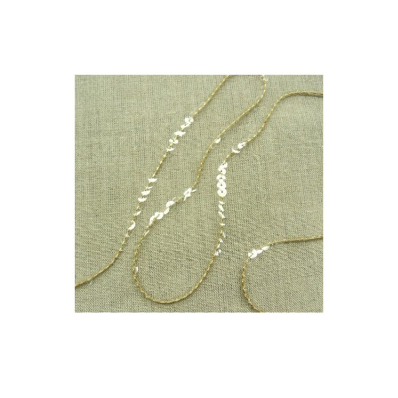 lot de Ruban pailleté sequin montée sur fil or transparent 4 mm
