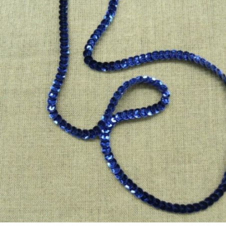 lot de Ruban pailleté sequin montée sur fil bleu paillette 5 mm