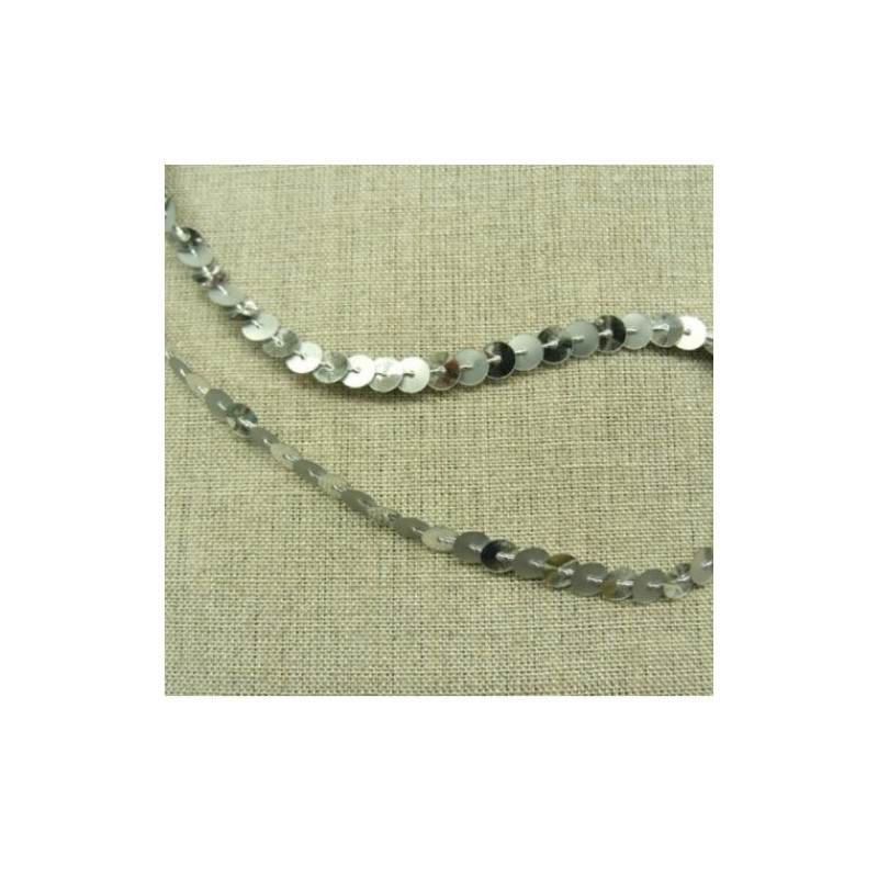 lot de Ruban pailleté sequin montée sur fil argent brillant et mat 6 mm