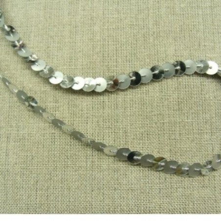 lot de Ruban pailleté sequin montée sur fil argent brillant et mat 6 mm