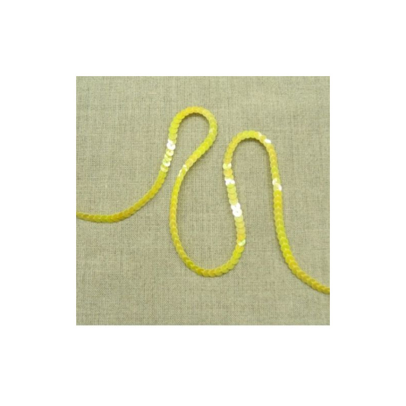 lot de Ruban pailleté sequin montée sur fil jaune 5 mm