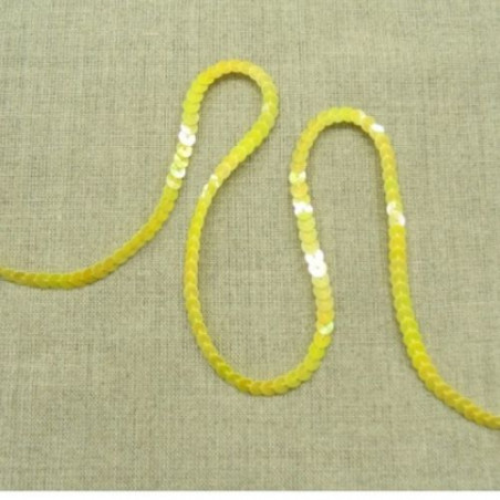 lot de Ruban pailleté sequin montée sur fil jaune 5 mm