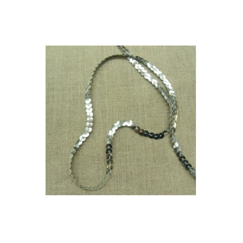 lot de ruban pailleté sequin montée sur fil argent brillant 6 mm