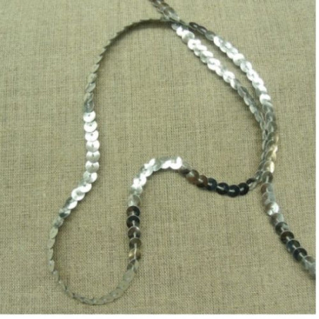 lot de ruban pailleté sequin montée sur fil argent brillant 6 mm