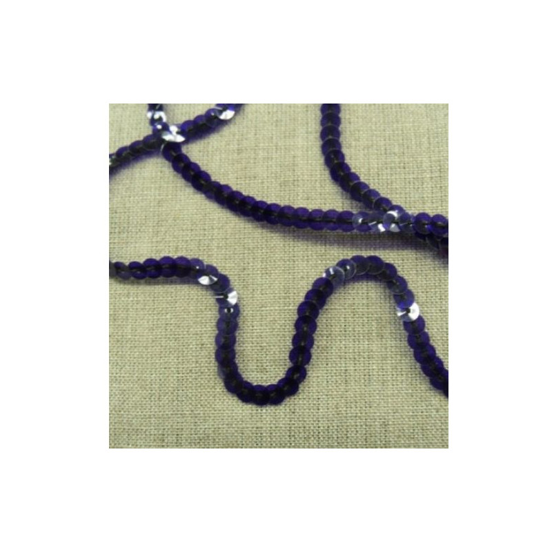 lot de Ruban pailleté sequin montée sur fil  violet 5 mm