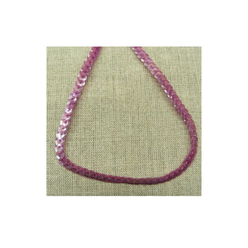 lot de Ruban pailleté sequin montée sur fil rose cuivré 5 mm