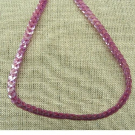 lot de Ruban pailleté sequin montée sur fil rose cuivré 5 mm