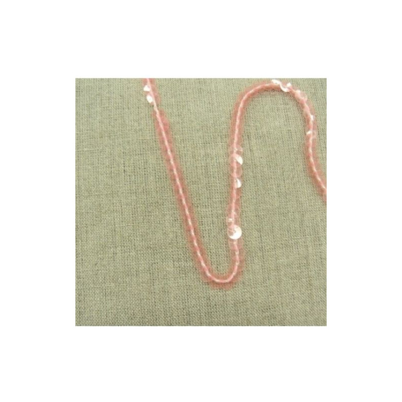 lot de Ruban pailleté sequin montée sur fil  rose transparent 6 mm