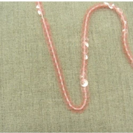 lot de Ruban pailleté sequin montée sur fil  rose transparent 6 mm