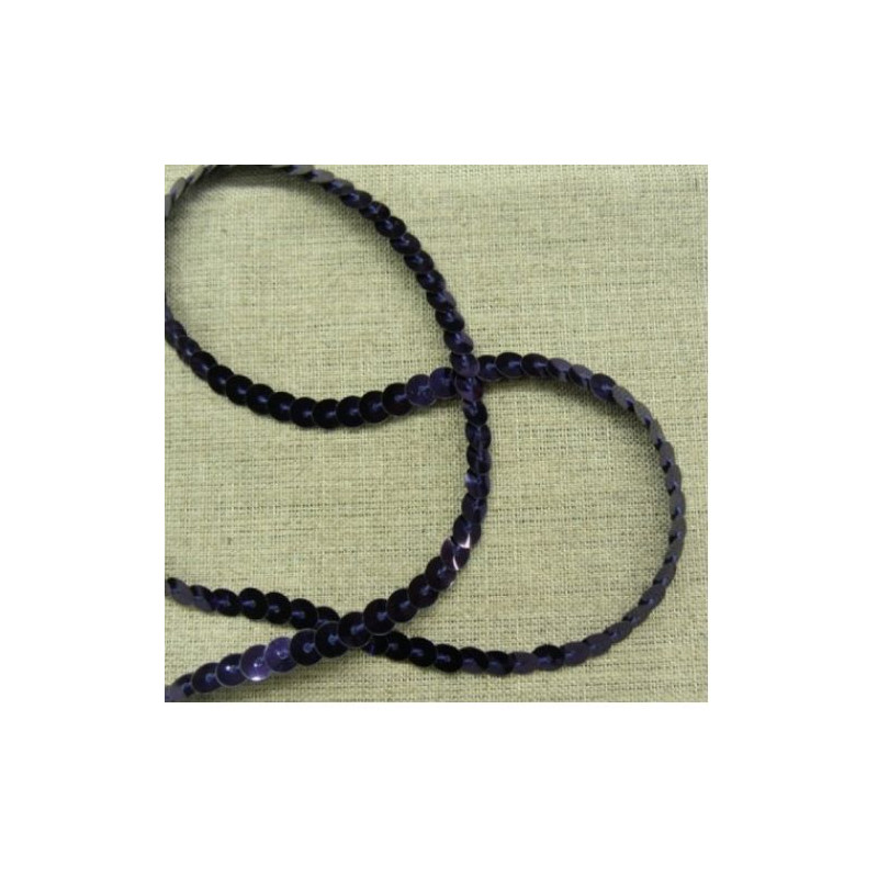 lot de Ruban pailleté sequin montée sur fil violet foncé 6 mm
