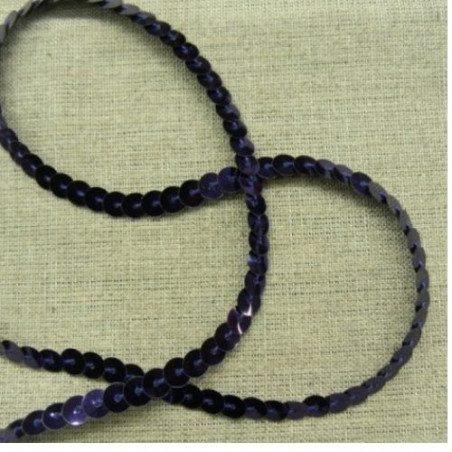 lot de Ruban pailleté sequin montée sur fil violet foncé 6 mm