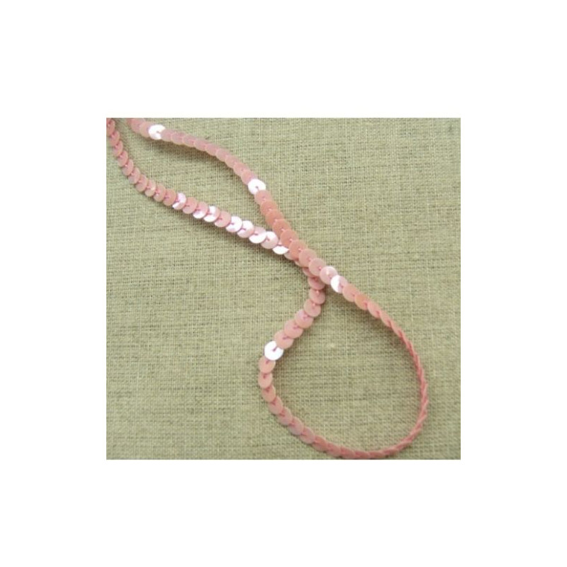 lot de Ruban pailleté sequin montée sur fil rose 5 mm
