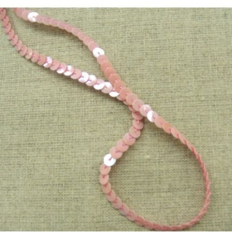 lot de Ruban pailleté sequin montée sur fil rose 5 mm