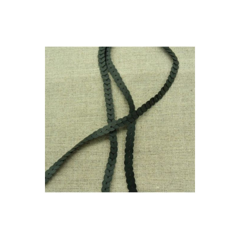 lot de Ruban pailleté sequin montée sur fil noir mat 6 mm
