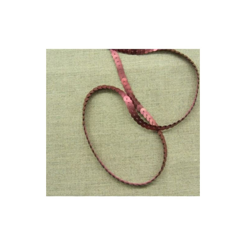 lot de Ruban pailleté sequin  montée sur fil rose mat fushia 5 mm