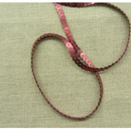 lot de Ruban pailleté sequin  montée sur fil rose mat fushia 5 mm