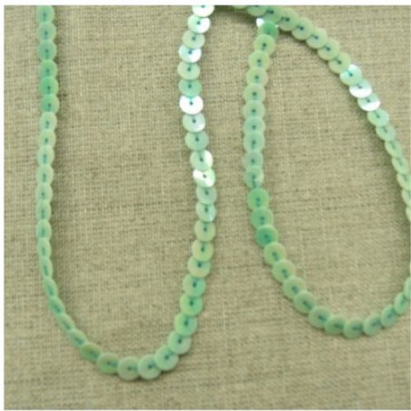 lot de Ruban pailleté sequin montée sur fil vert pomme 5 mm