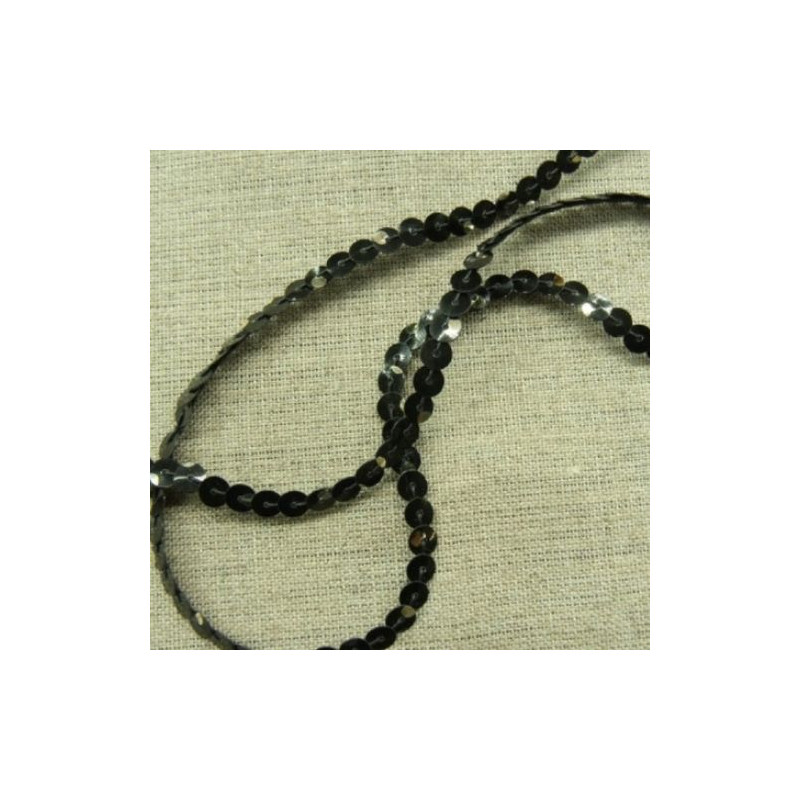 lot de Ruban pailleté sequin montée sur fil noir et or 5 mm