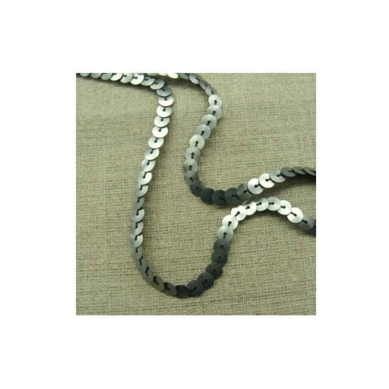 lot de Ruban pailleté sequin montée sur fil gris antracite 6 mm