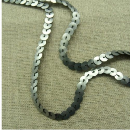 lot de Ruban pailleté sequin montée sur fil gris antracite 6 mm