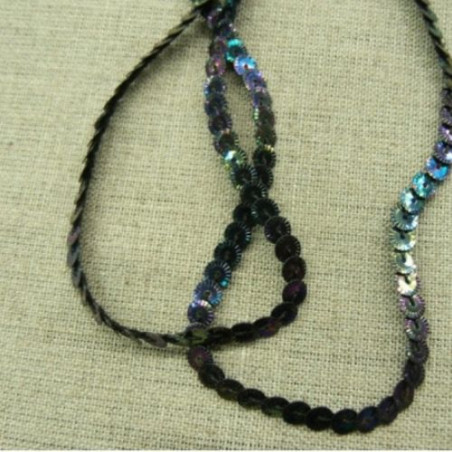 lot de Ruban pailleté sequin  montée sur fil multicolore strié 6 mm