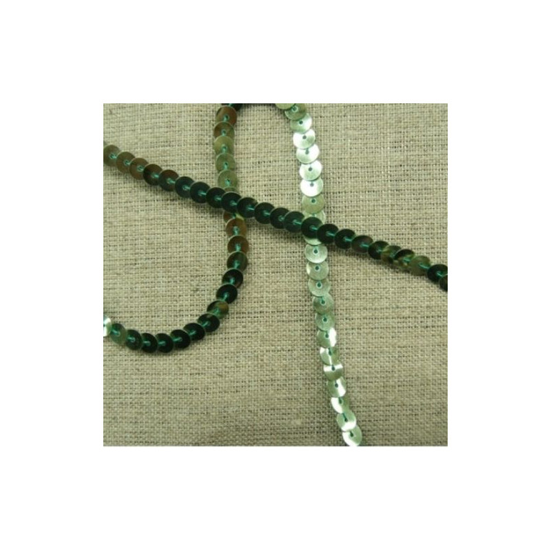 lot de Ruban pailleté sequin montée sur fil vert brillant 5 mm