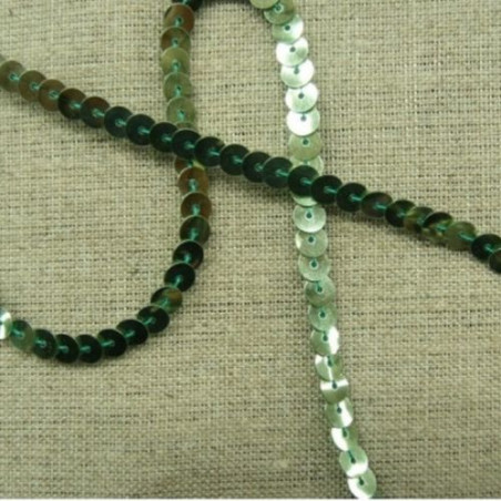 lot de Ruban pailleté sequin montée sur fil vert brillant 5 mm