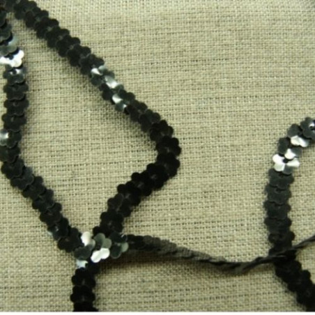 lot de Ruban pailleté sequin montée sur fil noir fleur 6 mm