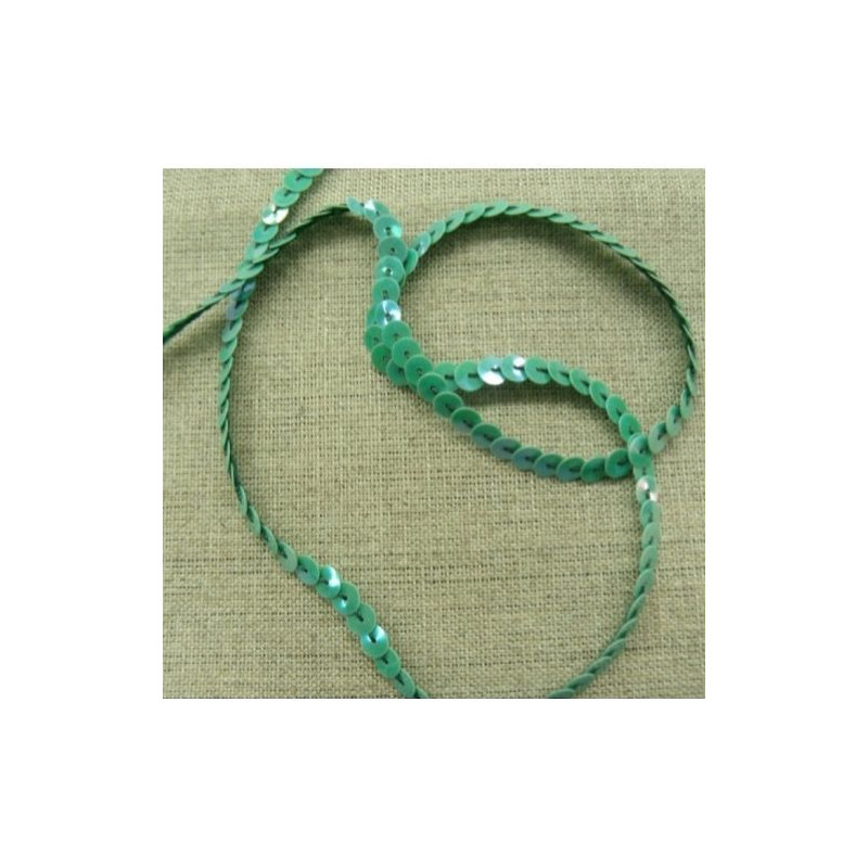 lot de Ruban pailleté sequin montée sur fil vert 5 mm