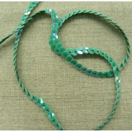 lot de Ruban pailleté sequin montée sur fil vert 5 mm