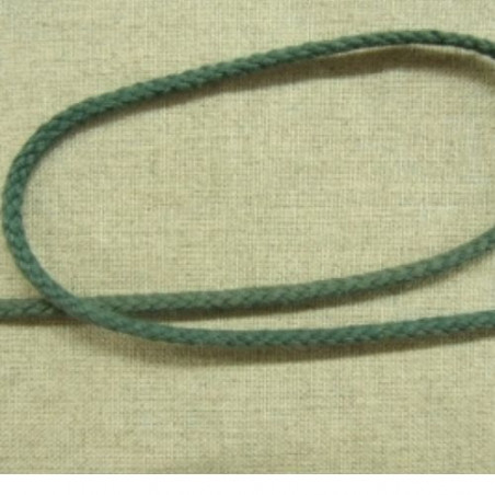cordon polyester & coton vert/:gris 4 mm