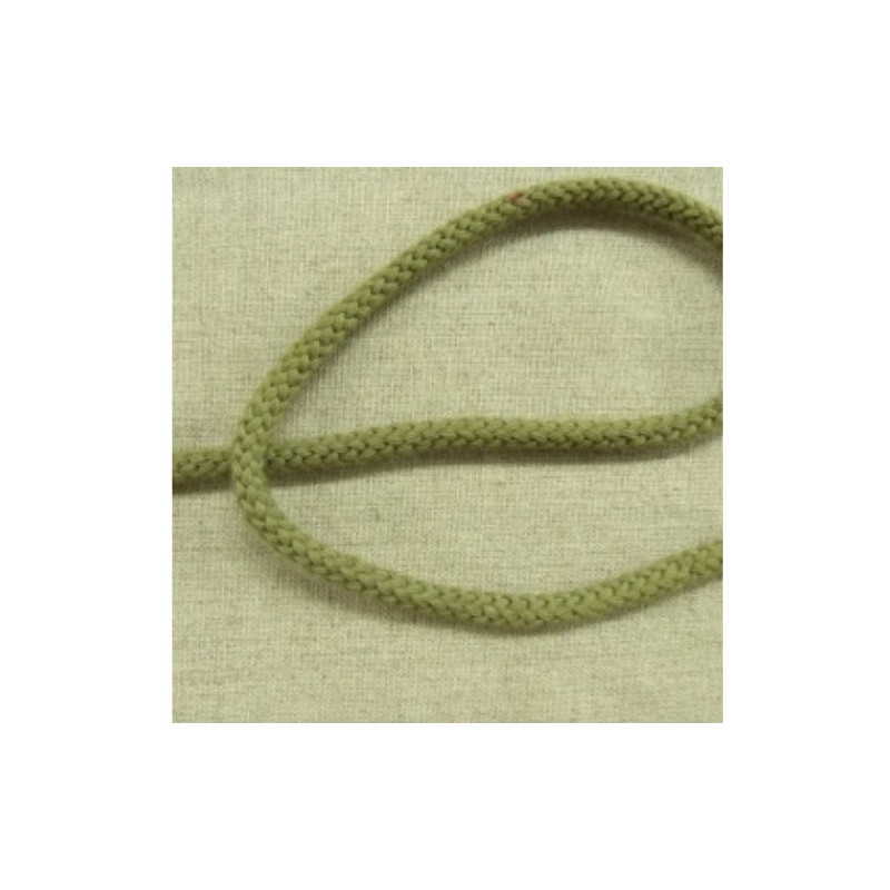 cordon polyester& coton vert kaki 5 mm