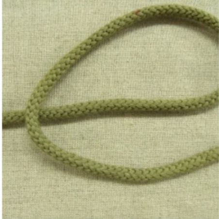 cordon polyester& coton vert kaki 5 mm