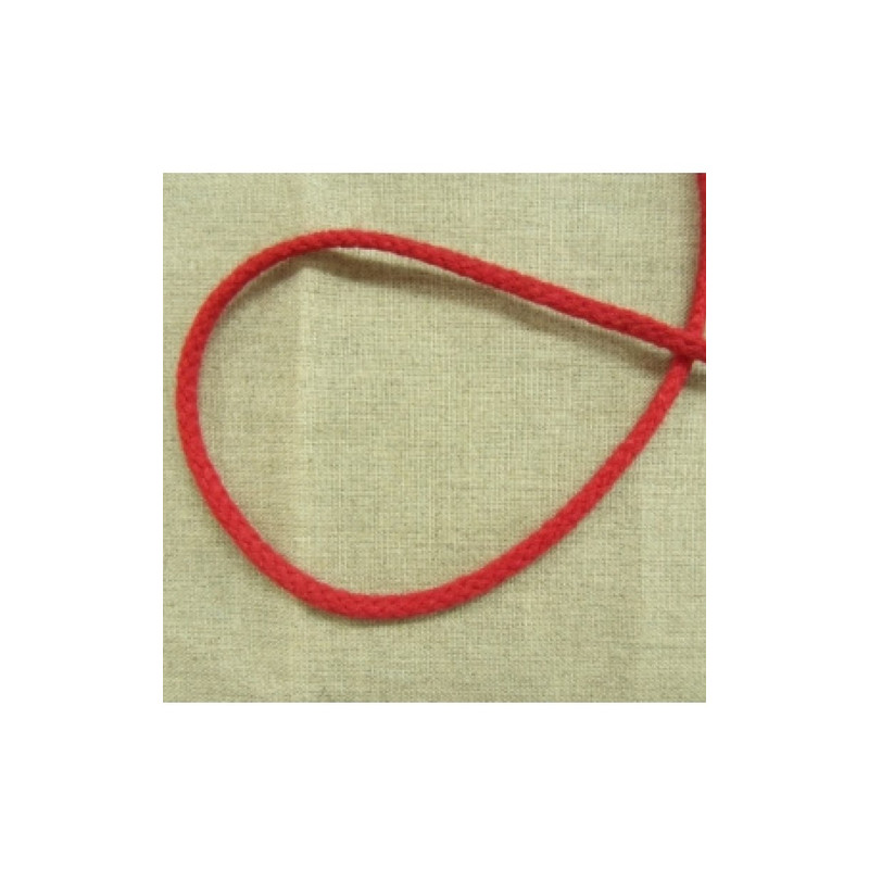 cordon polyester & coton  rouge 4 mm