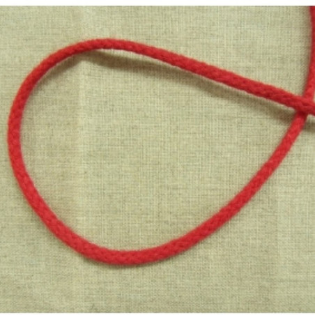 cordon polyester & coton rouge 4 mm