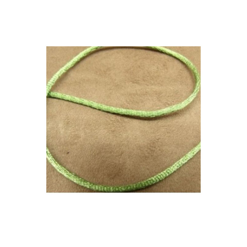 LOT DE 3 METRES RUBAN QUEUE DE RAT VERT ANIS  LEGEREMENT SATINE 2.5 mm