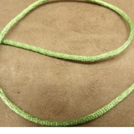 LOT DE 3 METRES RUBAN QUEUE DE RAT VERT ANIS  LEGEREMENT SATINE 2.5 mm