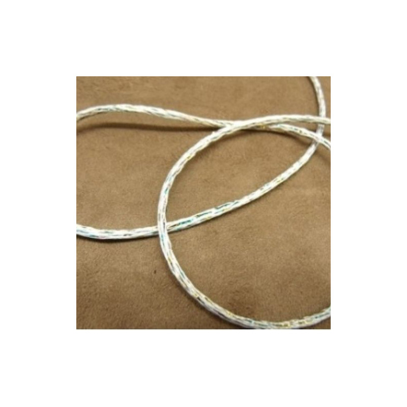 RUBAN QUEUE  DE RAT BLANC INCRUSTATION PAILLETTE 2,5 mm