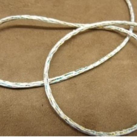 RUBAN QUEUE  DE RAT BLANC INCRUSTATION PAILLETTE 2,5 mm