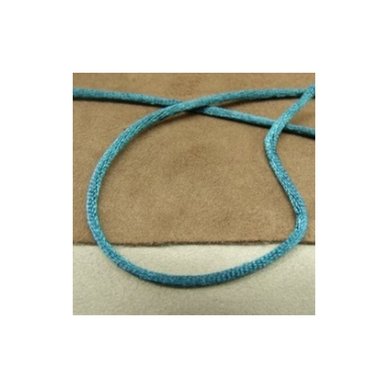 LOT DE 3 METRES RUBAN QUEUE DE RAT BLEU TURQUOISE LEGEREMENT SATINE 2.5 mm