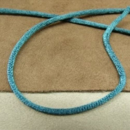 LOT DE 3 METRES RUBAN QUEUE DE RAT BLEU TURQUOISE LEGEREMENT SATINE 2.5 mm