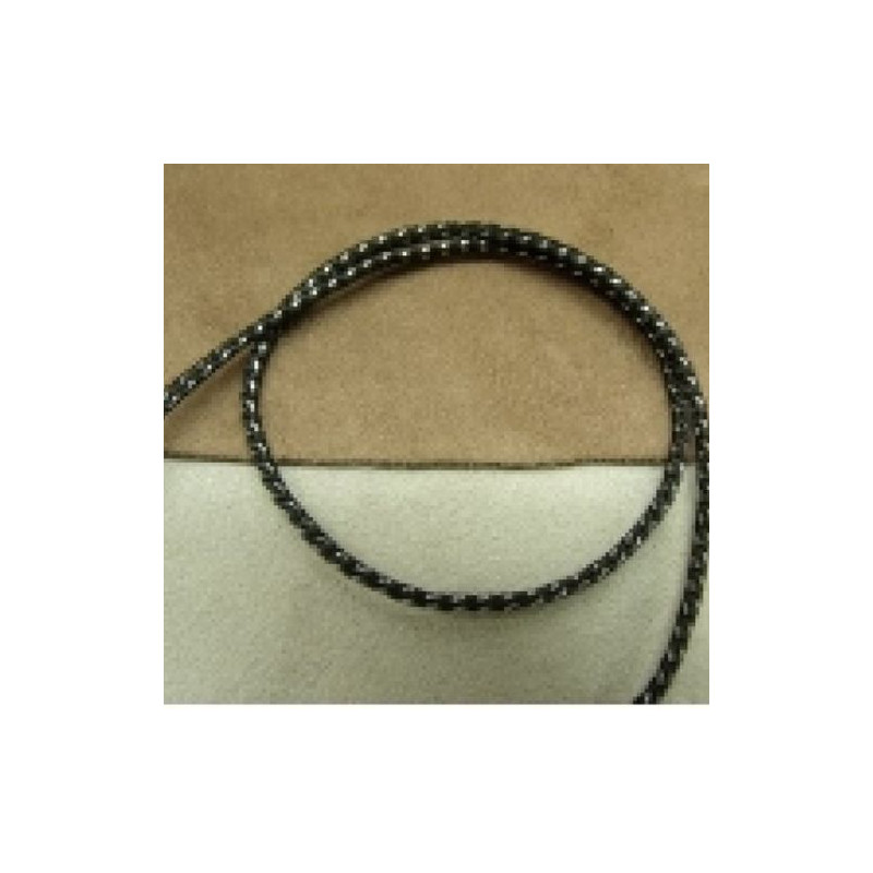 RUBAN QUEUE DE RAT NOIR INCRUSTE ARGENT 2.5 mm